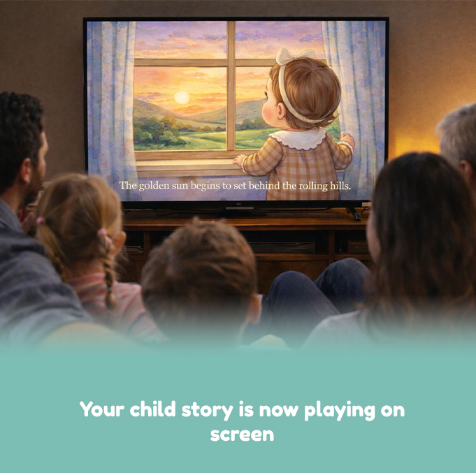 Your child story is now playing on screen